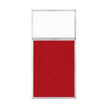 Versare Hush Panel Configurable Cubicle Partition 3' x 6' W/ Window Red Fabric Clear Window 1852327-2